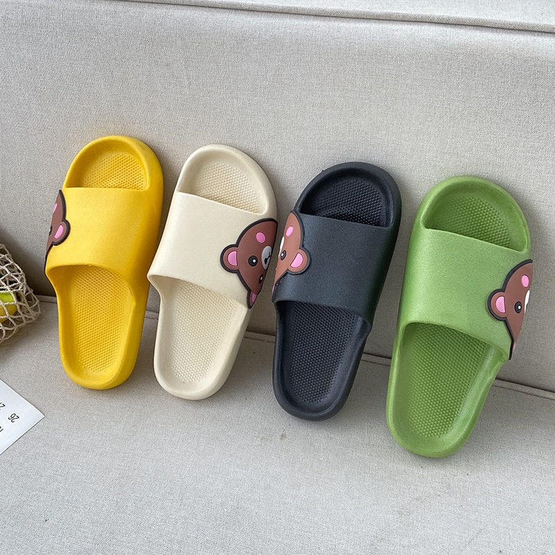 [MONA] Sandal Wanita Slip On Karet Cute Bear Hangout Outdoor Rumahan Lucu Anti Licin Import - 266