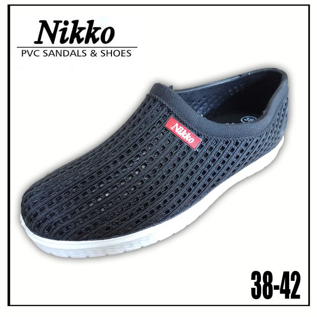 Nikko / Dulux 30-35 38-43 Sepatu Hitam Pria Karet / Tahan Air / Slip On