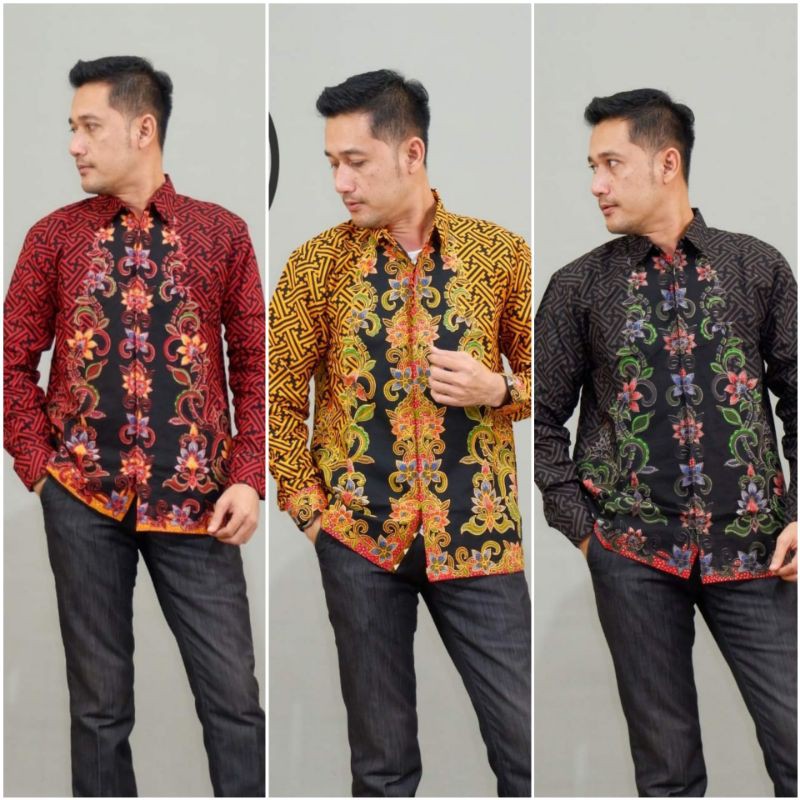 Kemeja Batik Lengan Panjang Exclusive Batik Warna Marun Batik Warna Mustard Batik Warna Hitam