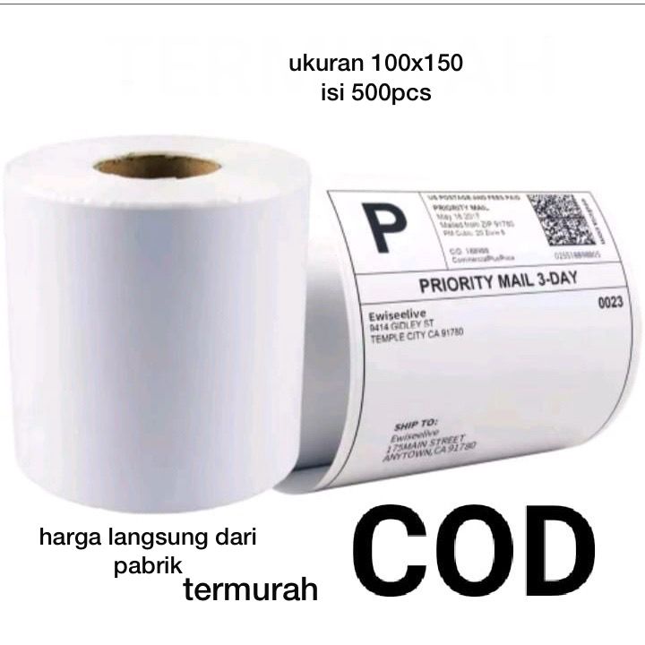 

Cepat Laris Kertas Thermal 100x500 mm Isi 500 Pcs - Label Thermal Barcode Roll