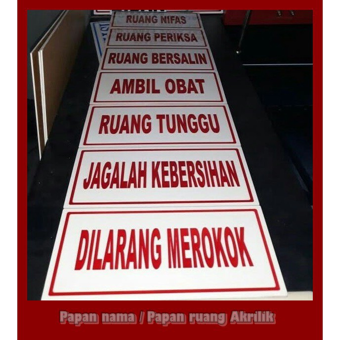 PAPAN NAMA AKRILIK SIGN LABEL ACRYLIC PAPAN AKRIL COSTUM DESAIN BEBAS 10X20CM NAMA RUANG NAMA KELAS