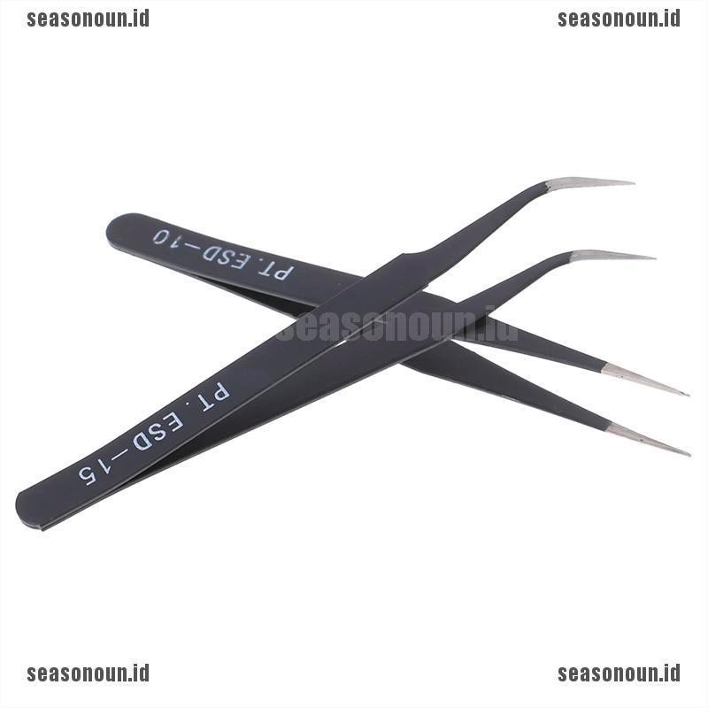 【sea】1PC Micro Point Curved Straight Tweezers Fine Tip Stainless Steel