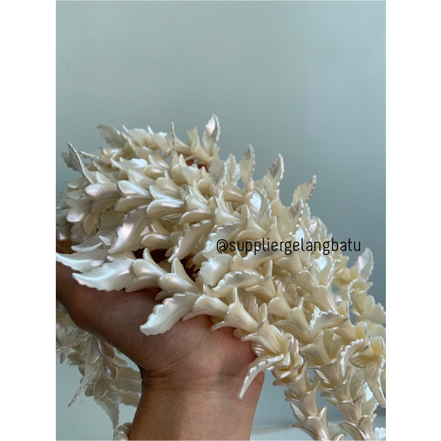 bahan Mutiara Sintetis daun dan bunga WHITE PEARL payet rajut manik