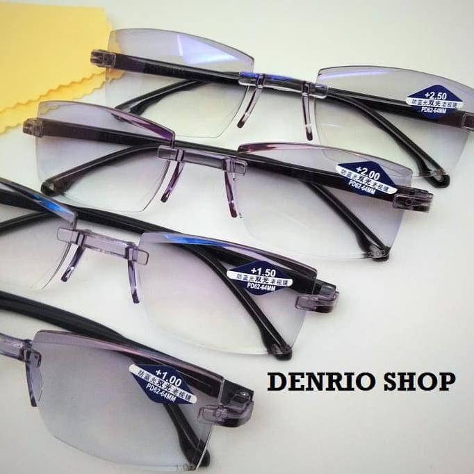 KACAMATA BACA PLUS 2.5 - LENSA DUAL VISION FRAMLESS