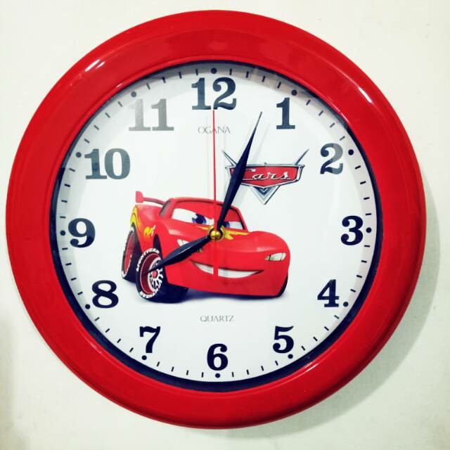 GRATIS BUBBLE WRAP + DUS - Jam Dinding Cars / Latar Putih / Diameter 30 cm Wall Clock Car [750 GRAM]