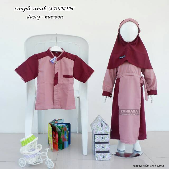 Couple YASMIN ANAK By Zahrana/Gamis Anak Polos Set Jilbab/Gamis Muslim Anak