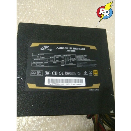 Power Supply PSU Power Suplay PC Gaming FSP AURUM SERIES AS-500 80 Plus Gold 500 Watt Mantap