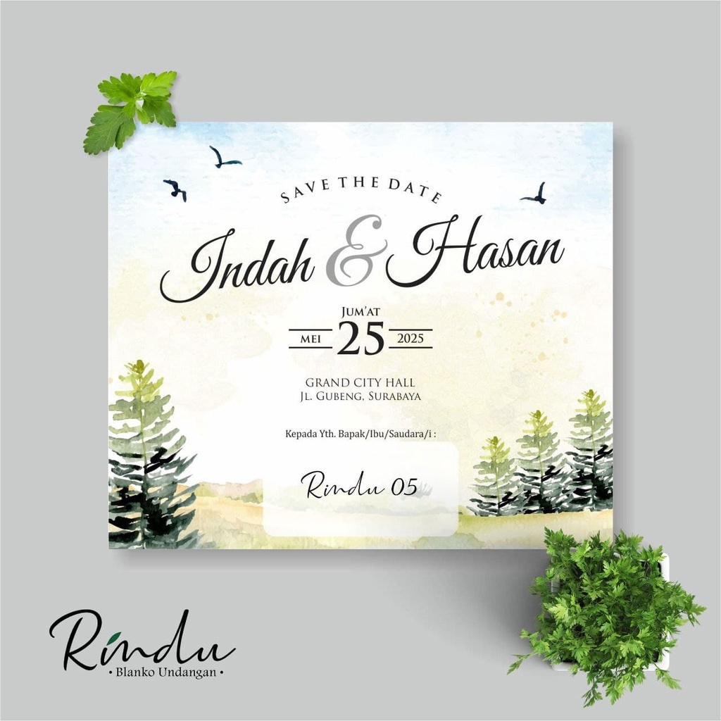 BLANGKO UNDANGAN RINDU 05 / UNDANGAN KOSONG / FREE FILE SETTING / UNNDANGAN PERNIKAHAN / UNDANGAN KH