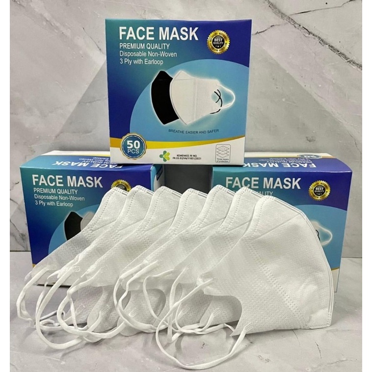 MASKER FACE MASK DUCKBILL / DUCKBILL MASKER GARIS ISI 50PCS PER BOX