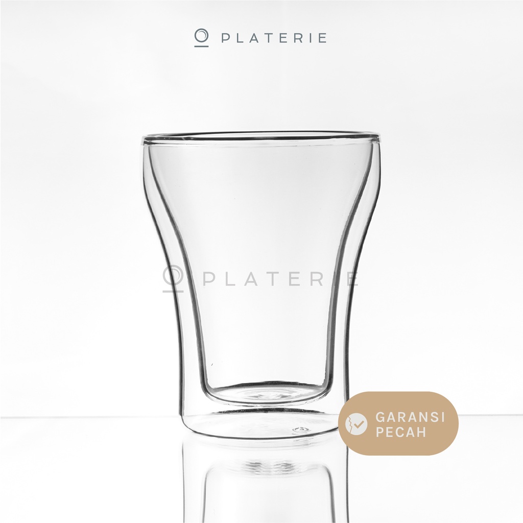 PLATERIE Gelas Kaca Double Wall Glass 65 - 360ml No Handle(+Bonus Box)