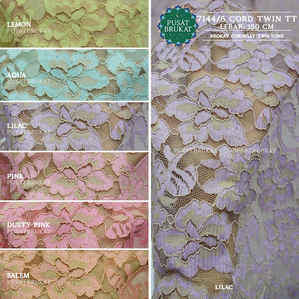 KAIN BRUKAT CORNELI 7144/6 CORD TT - BAHAN KEBAYA BROKAT CORNELLY TWO TONE DAYANA [harga per 0.5m]