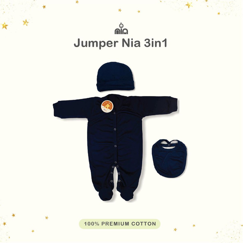 Promo !! Jumper Bayi Polos Nia Set//Sleepsuit Bayi Polos/Jumper  panjang + celemek  Bayi Murah