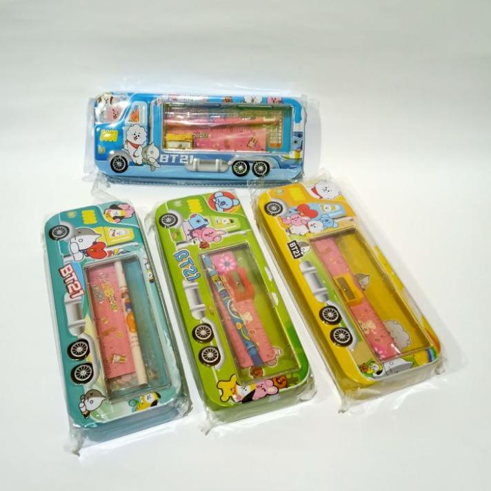 

[PRODUK KWCNW] SATU SET Tempat Pensil Kaleng Dua Tingkat Kotak Pensil Kaleng Susun Karakter Lucu 07Q