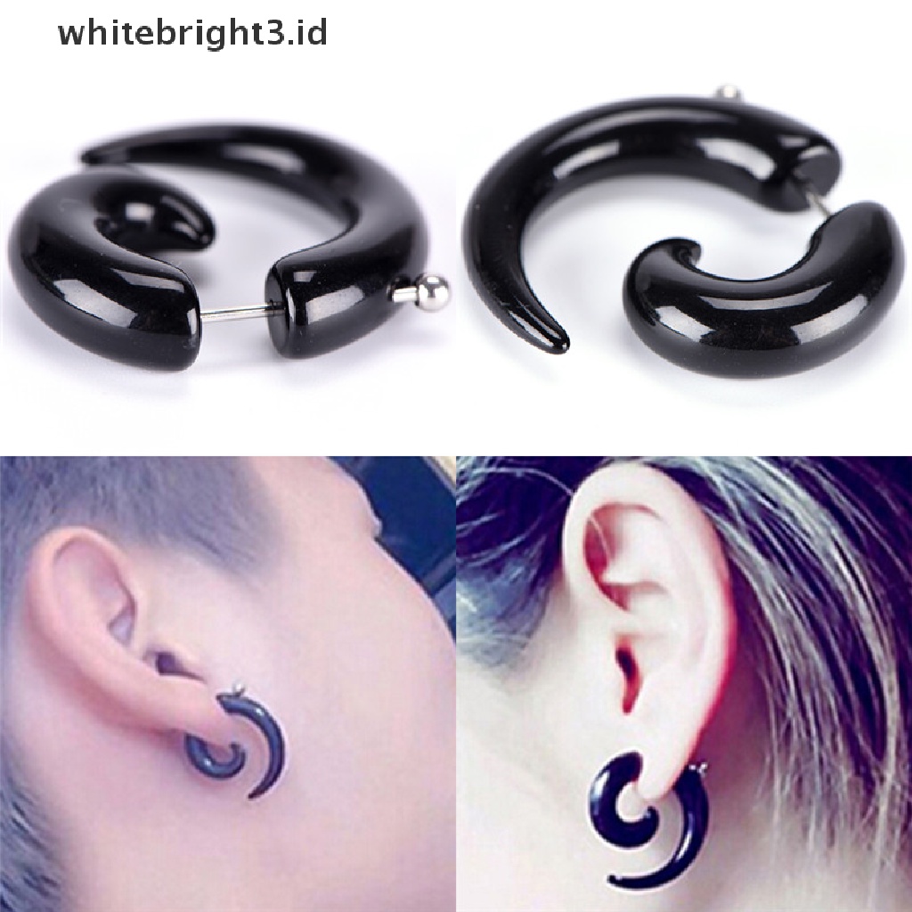 (whitebright3.id) Anting Tusuk Bentuk Siput Bahan Akrilik Warna Hitam Gaya Gothic / Punk Untuk Unisex