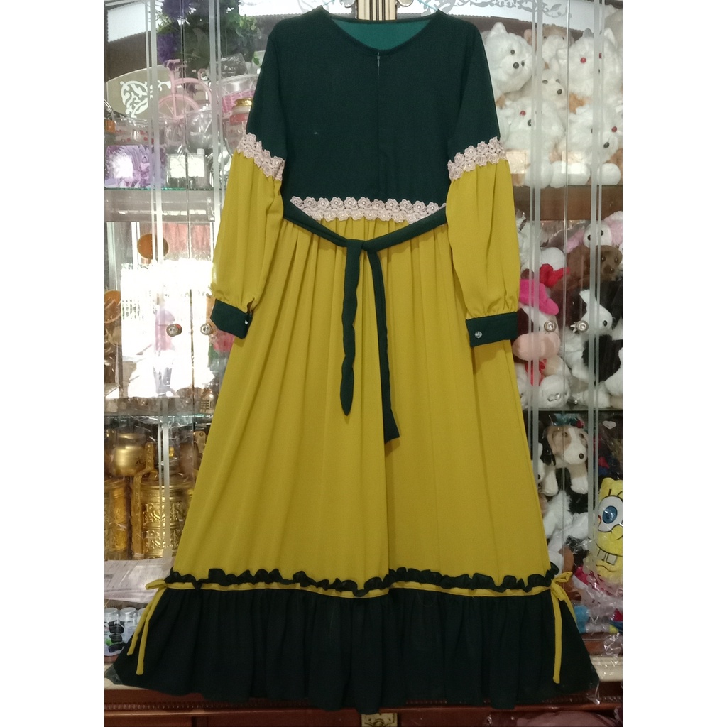 Dress kombinasi ceruttibabydoll variasi renda besar/dress modis bandung indonesia