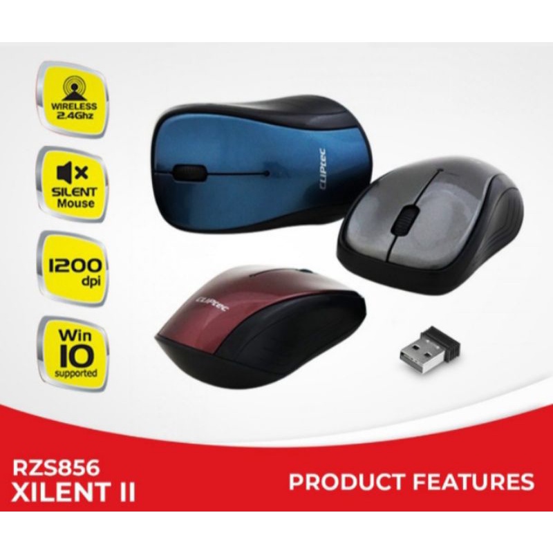 mouse cliptec RZS856 2.4Ghz Wireless Silent Mouse