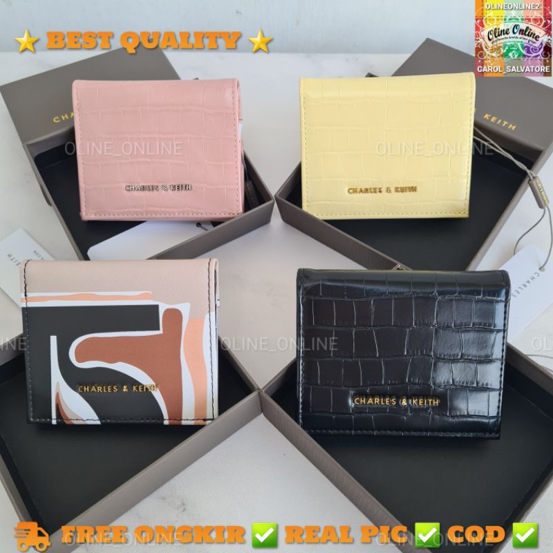 dompet vintage multi croco color ck wanita cnk bifold lipat dua tipis kecil mini and small size