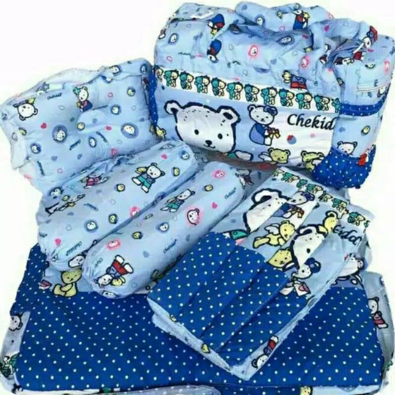 KADO BAYI PAKET KOMPLIT-PAKET KADO BAYI-GIFT SET 4 IN 1 TAS GENDONGAN SAMPING BANTAL GULING ALAS TIDUR