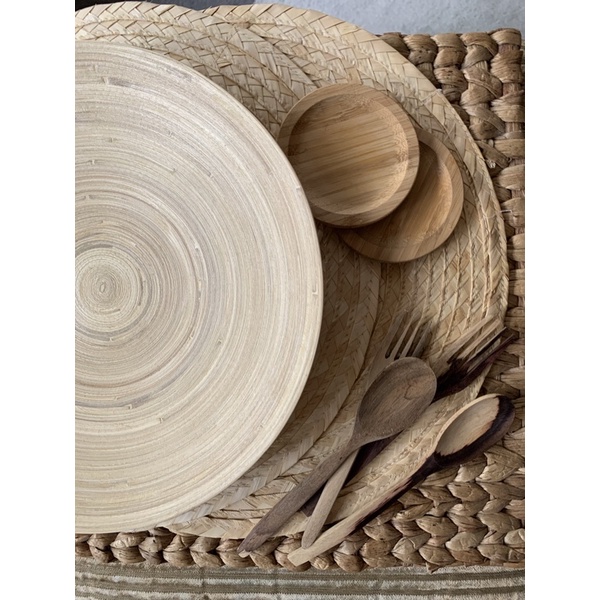 HAMPERS-UNIK PIRING MANGKOK DINNER-SET KAYU BAMBU KERAMIK | SENDOK GARPU | TABLEWARE TABLE DECOR DEK