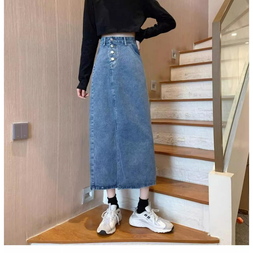 Highwaist Rok Jeans Kasual Fashion A-Line Rok Import