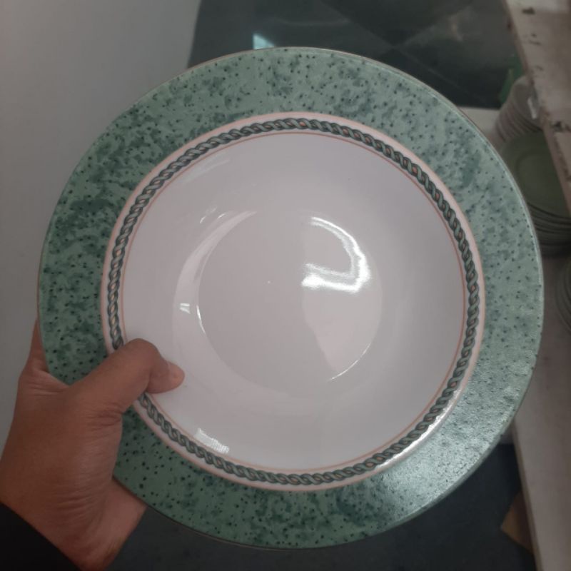 KLASIK SOUP PLATE PIRING CEKUNG KERAMIK SANGO MOTIF ANTIK JADUL KUNO KOLEKSI VINTAGE CANTIK