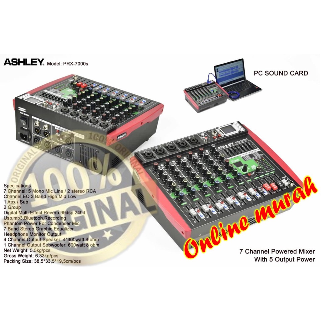 power mixer ashley prx7000s 7 channel PLUS SUBWOOFER ashley prx 7000s
