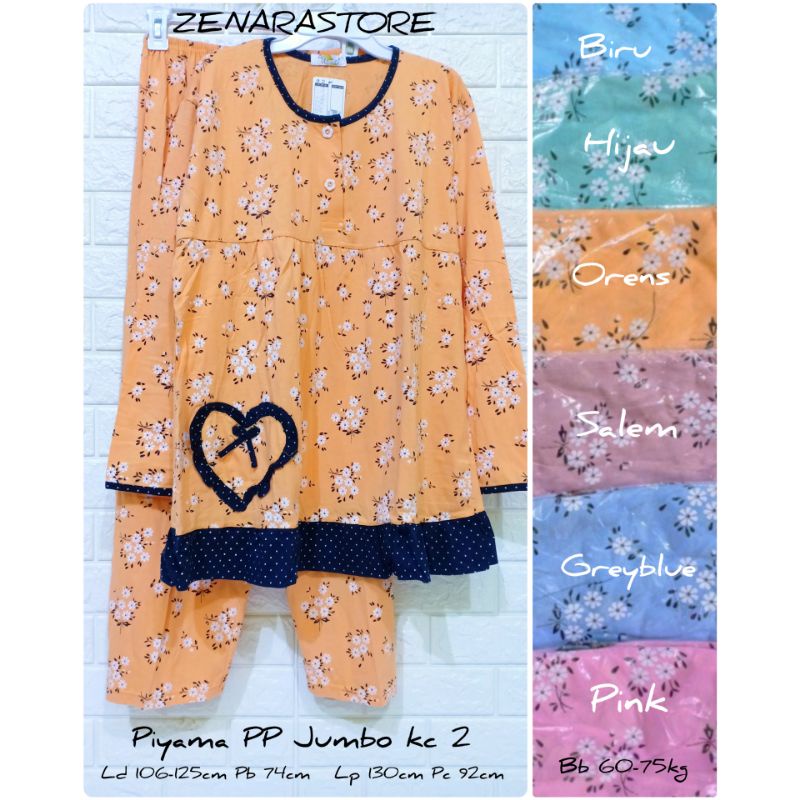 Piyama wanita pp jumbo dewasa kancing 2 Tiana by sofie baju tidur big size panjang Ld 106-125cm