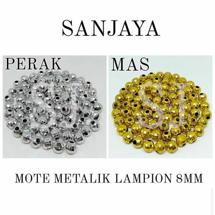 MANIK LAMPION METALIK / MOTE LAMPION METALIK / MANIK LAMPION EMAS / MANIK LAMPION PERAK / MOTE EMAS / MOTE PERAK / MOTE METALIK LAMPION 8MM