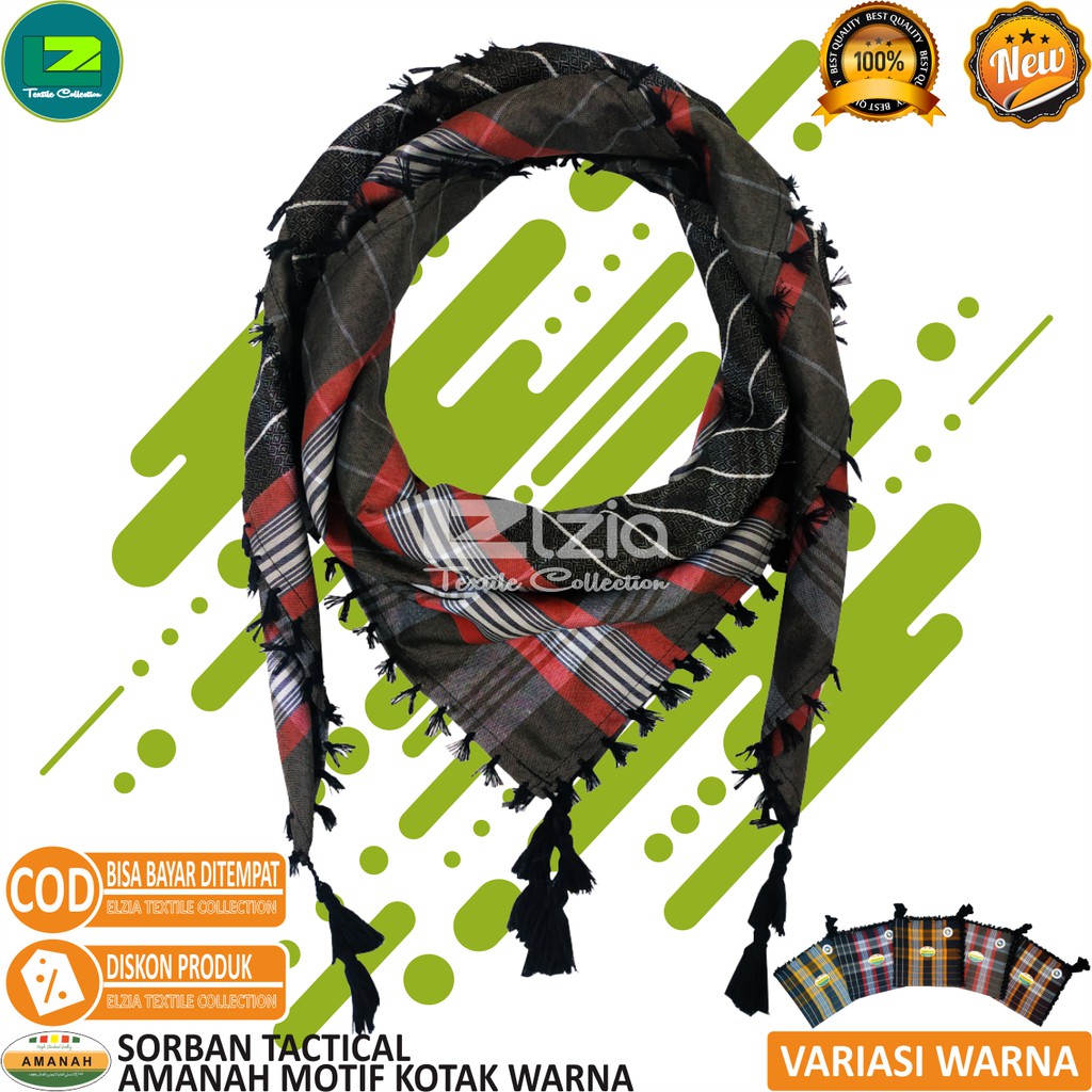 SORBAN TACTICAL DEWASA SORBAN AMANAH MOTIF KOTAK WARNA