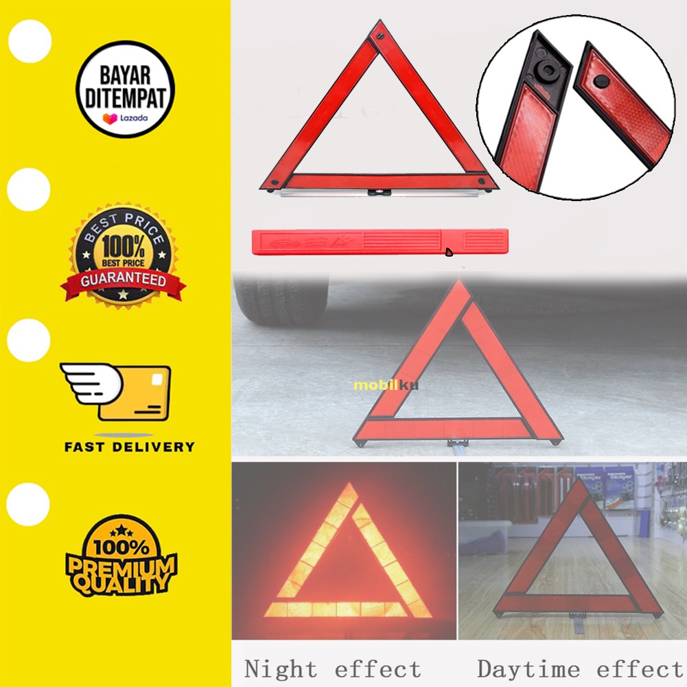 [BISA COD] Segitiga Pengaman Mobil Reflektor Mobil Darurat Lipat Rangkat Rakit Emergency Triangle Warning