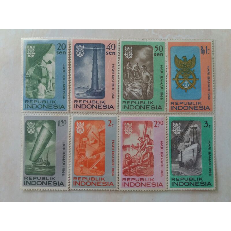 Perangko Hari Bahari Tahun 1966 Set Lengkap 8pcs Mint