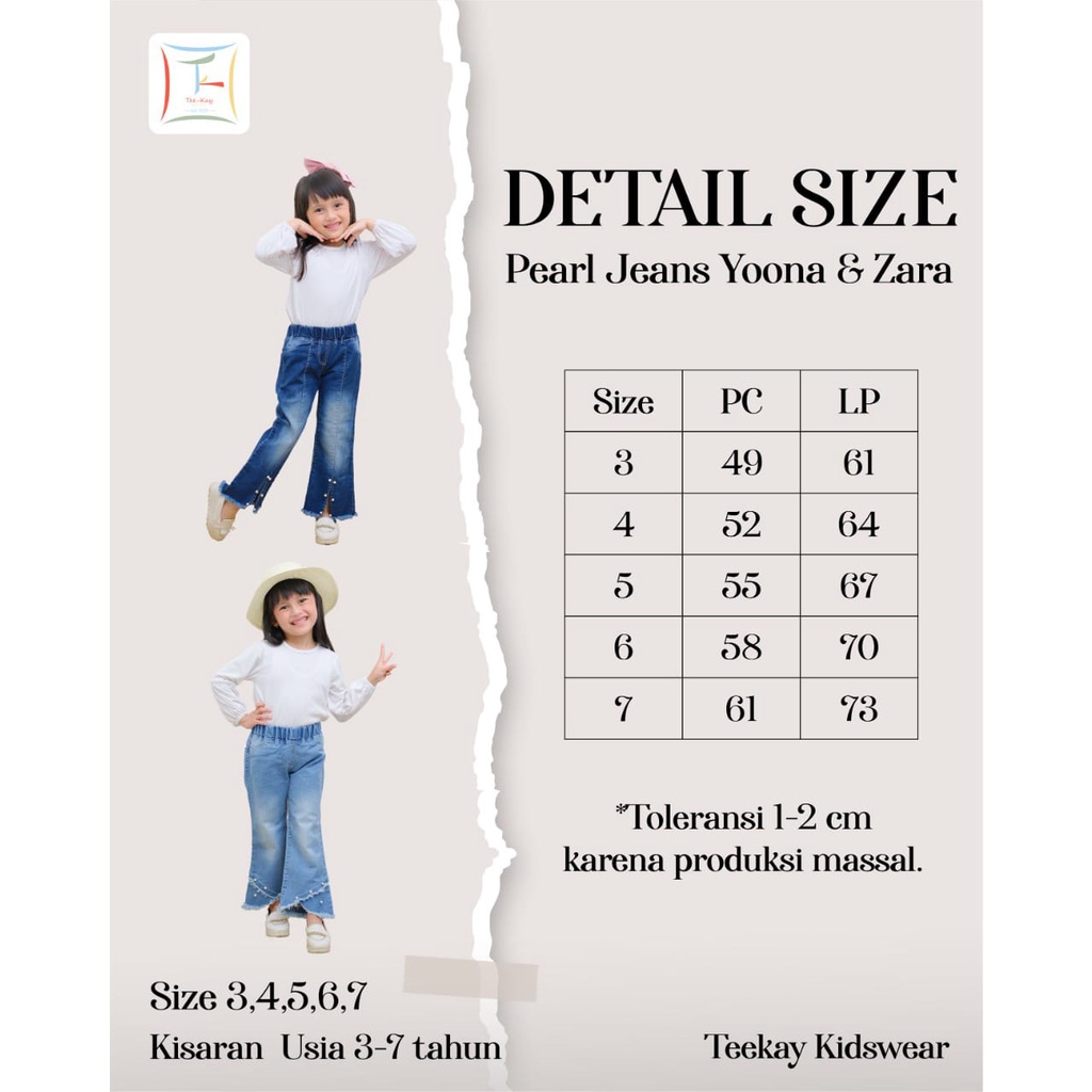 CELANA ANAK PEREMPUAN JEANS PANJANG USIA 3-5 TAHUN