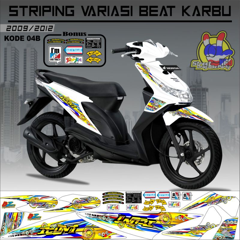 Striping Beat Karbu 2008 2009 2010 2011 2012 Variasi Sticker Stiker Skotlet Lis Motor Lis Body List