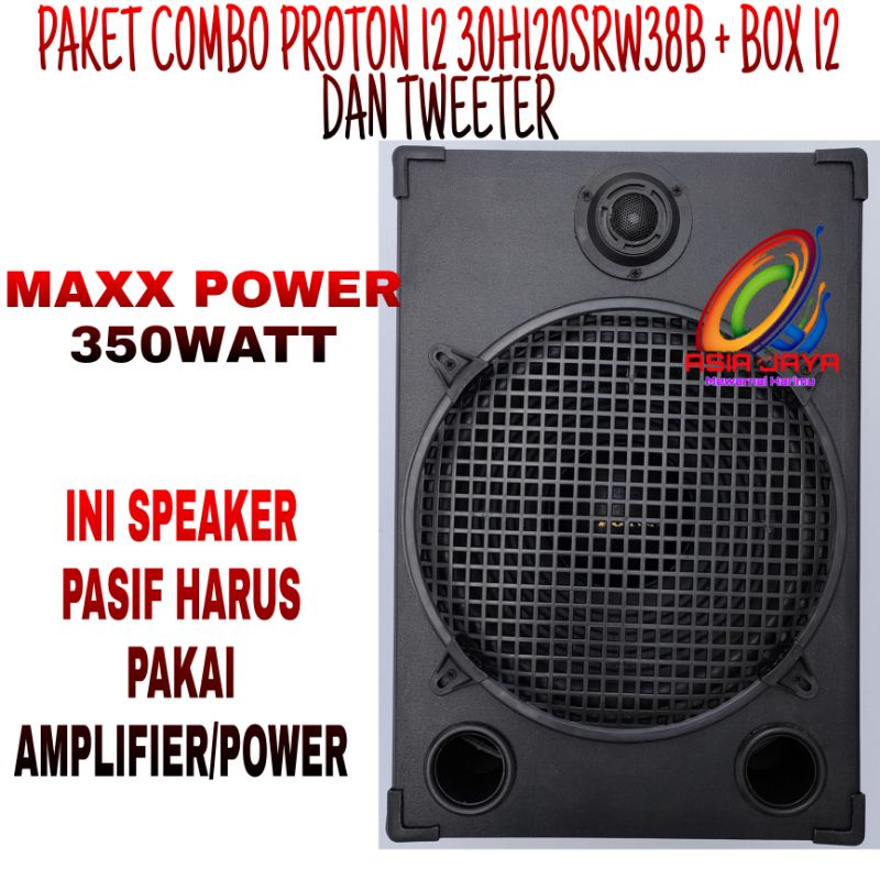 PAKET COMBO Speaker 12 Inch Woofer Proton 12 30H120SRW38B + Box 12 Panjang + Tweeter Cobra Dan siku
