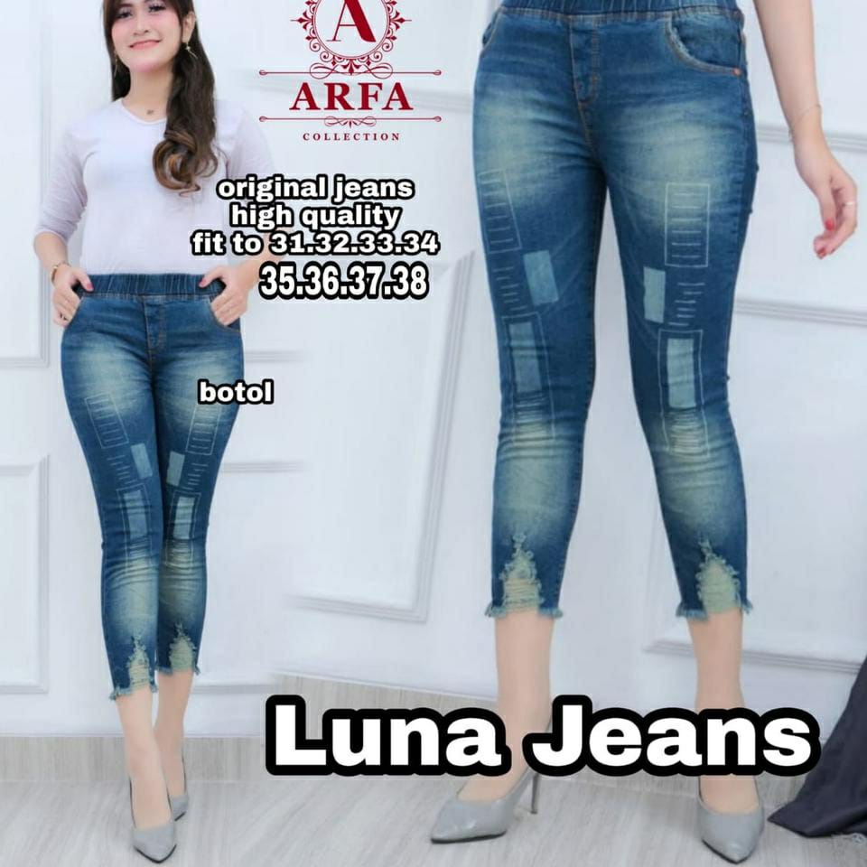 SIZE 31-38 !!SUPER STRETCH LUNA JEGGING JEANS 7/9 VARIASI SABLON PREMIUM