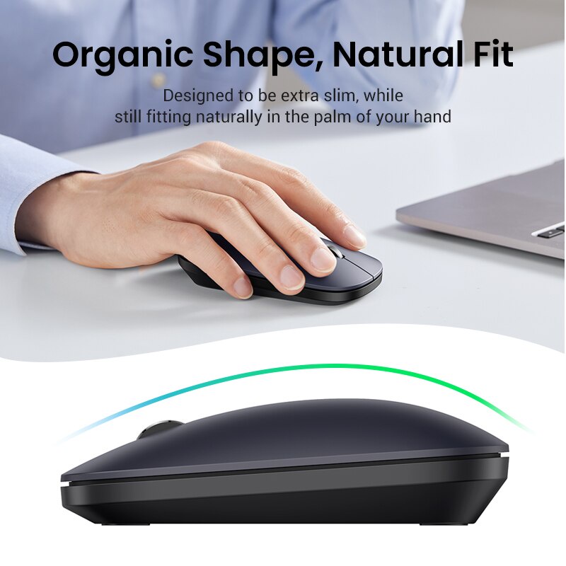 Mouse UGREEN Silent Klik Dual Koneksi Bluetooth + Donggle For Komputer Laptop Etc