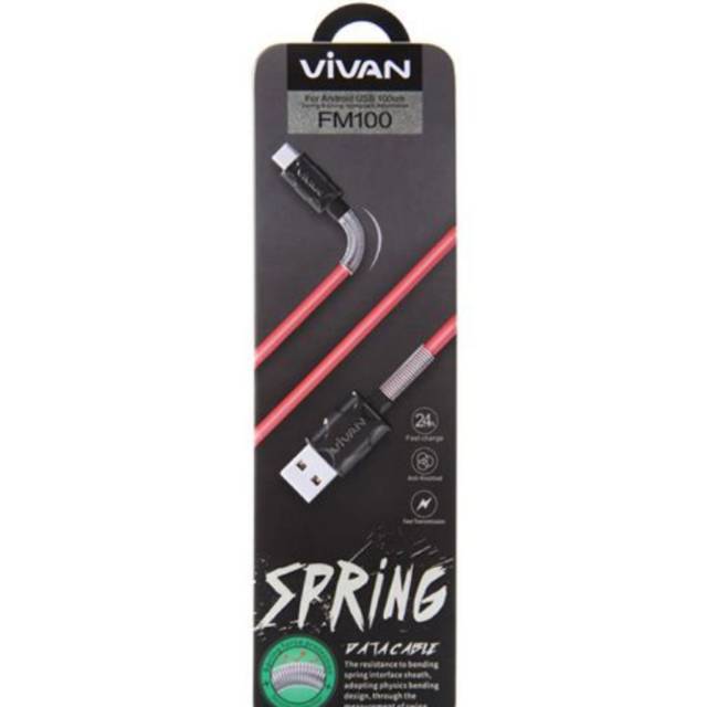 VIVAN SPRING DATA CABLE OUTPUT 2.4 AMPERE FM100 KABEL CHARGER KABEL DATA