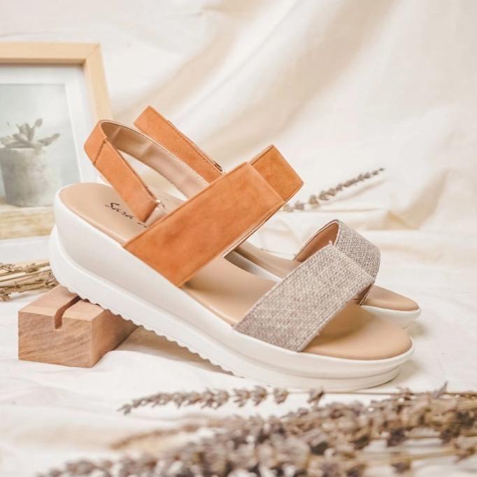 sepatu sandal wanita wedges tali pesta formal branded BELLINA DISKON