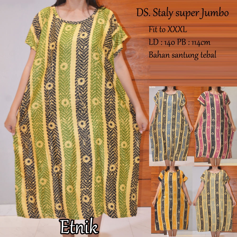 Daster super Jumbo staly LD 140 | 1kg muat 5pcs  | daster murah-Etnik