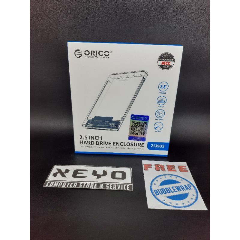 Casing HDD ORICO 2139U3 - Transparent 2.5 Inch SATA USB 3.0 Enclosure