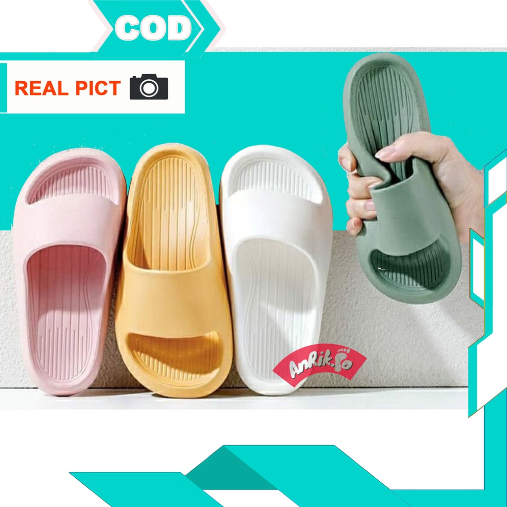 SANDAL SELOP WANITA CEWEK SLIP ON KOREA KOREAN STYLE ANDIN EMPUK SANTAI ANTI SELIP IMPORT BAHAN KARET EVA