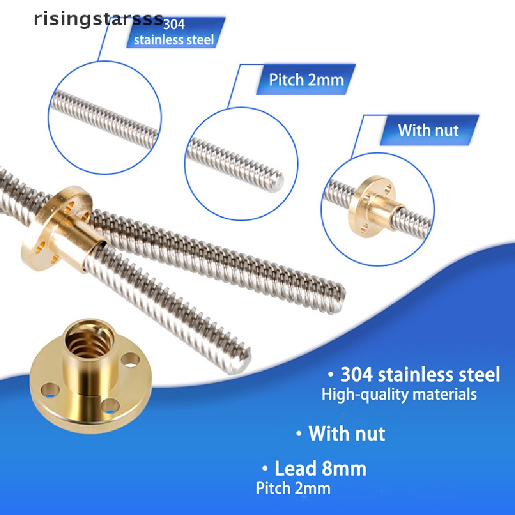 Batang Trapezoidal T8 Lead Screw Thread 8mm Lead1Mm Dengan Mur Kuningan Untuk Printer 3d