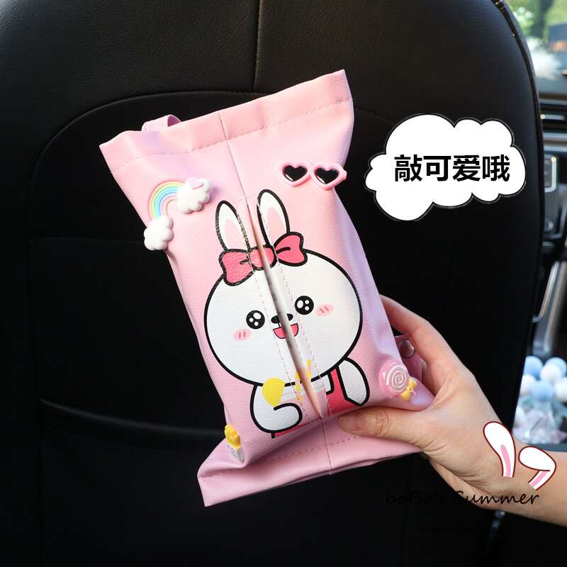 AKSESORIS INTERIOR MOBIL / Tissue Holder Tempat Tissue Kulit Sintetis Karakter Lucu