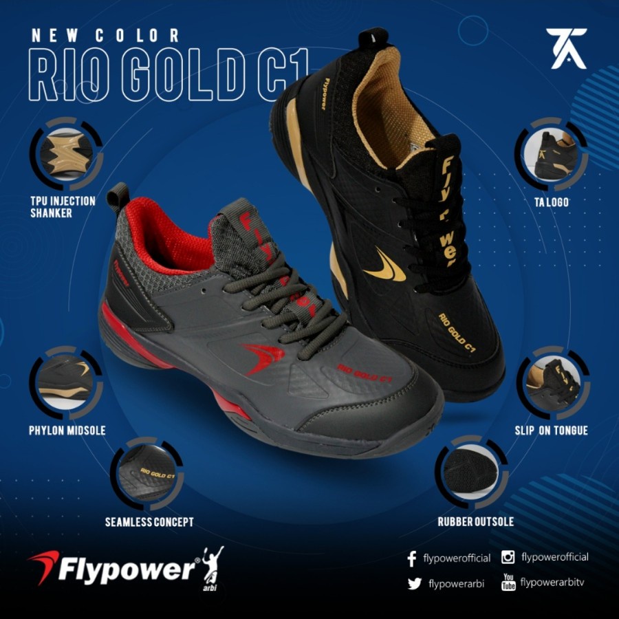 Flypower Sepatu Badminton RIO GOLD C1