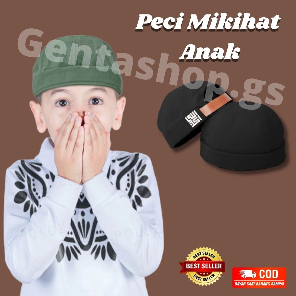 Topi Peci Miki Hat BALITA dan ANAK 1 s/d 14 tahun Kaligrafi Allahuakbar Original