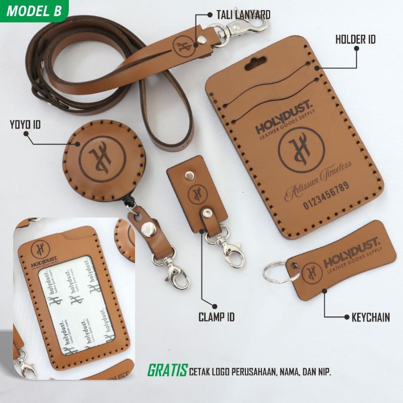 

id card/nametag asli dari kulit