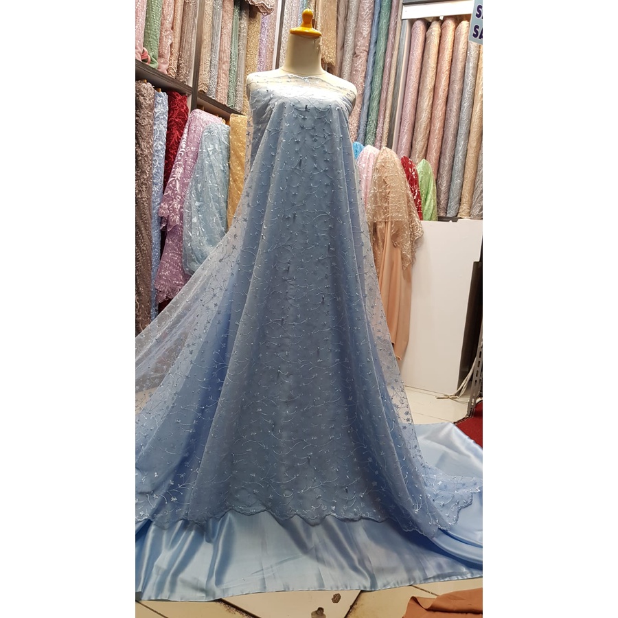 kain tille/tille mutiara/tille akar mutiara/kain murah/tille murah/bahan seragaman/kain brokat meter