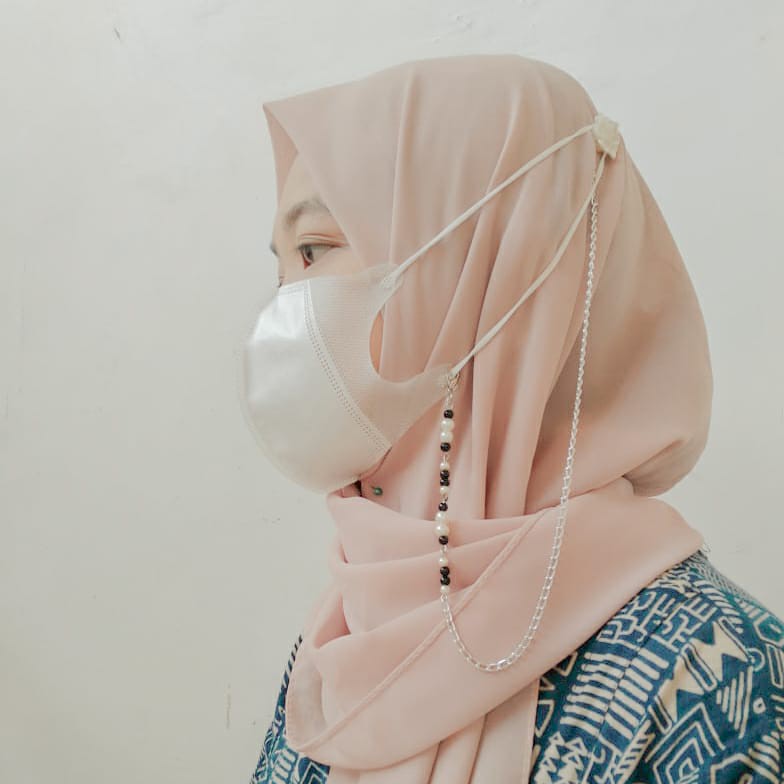 Strap Masker Hijab Rantai Kalung Mutiara 2in1 [READY STOCK]