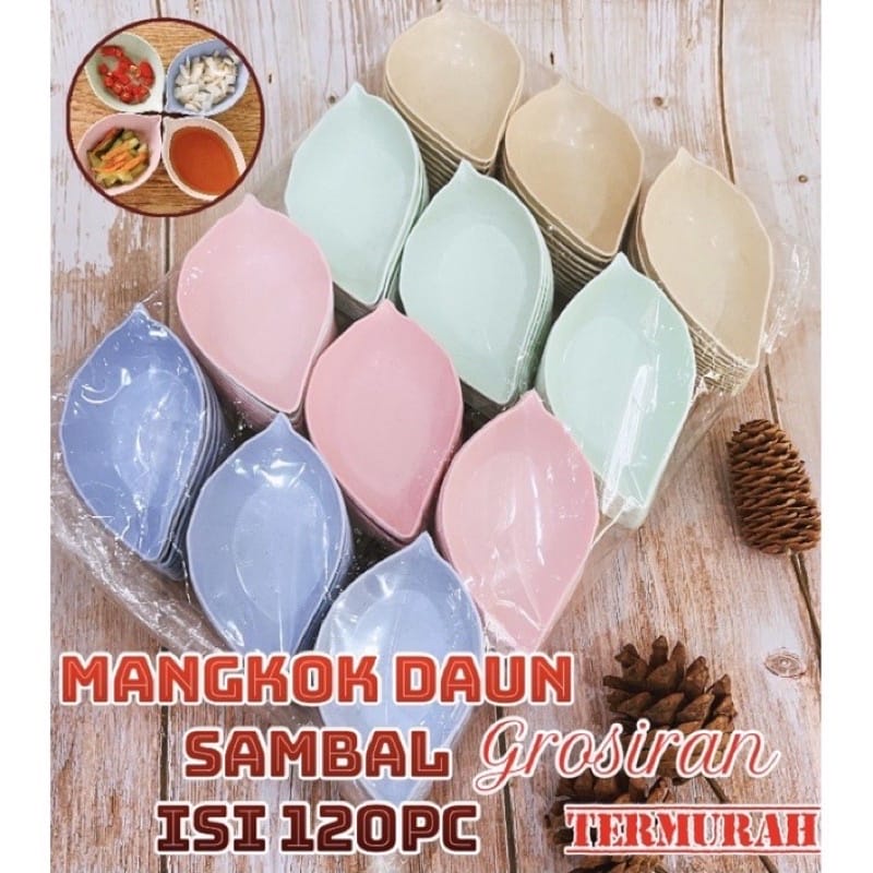 VS BG - 120pc GROSIR MANGKOK DAUN TEMPAT SAMBAL KECAP HIGH QUALITY