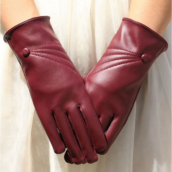 IMPORT WOMAN PU LEATHER WINTER GLOVES TOUCHSCREEN SARUNG TANGAN WANITA LAYAR SENTUH HP